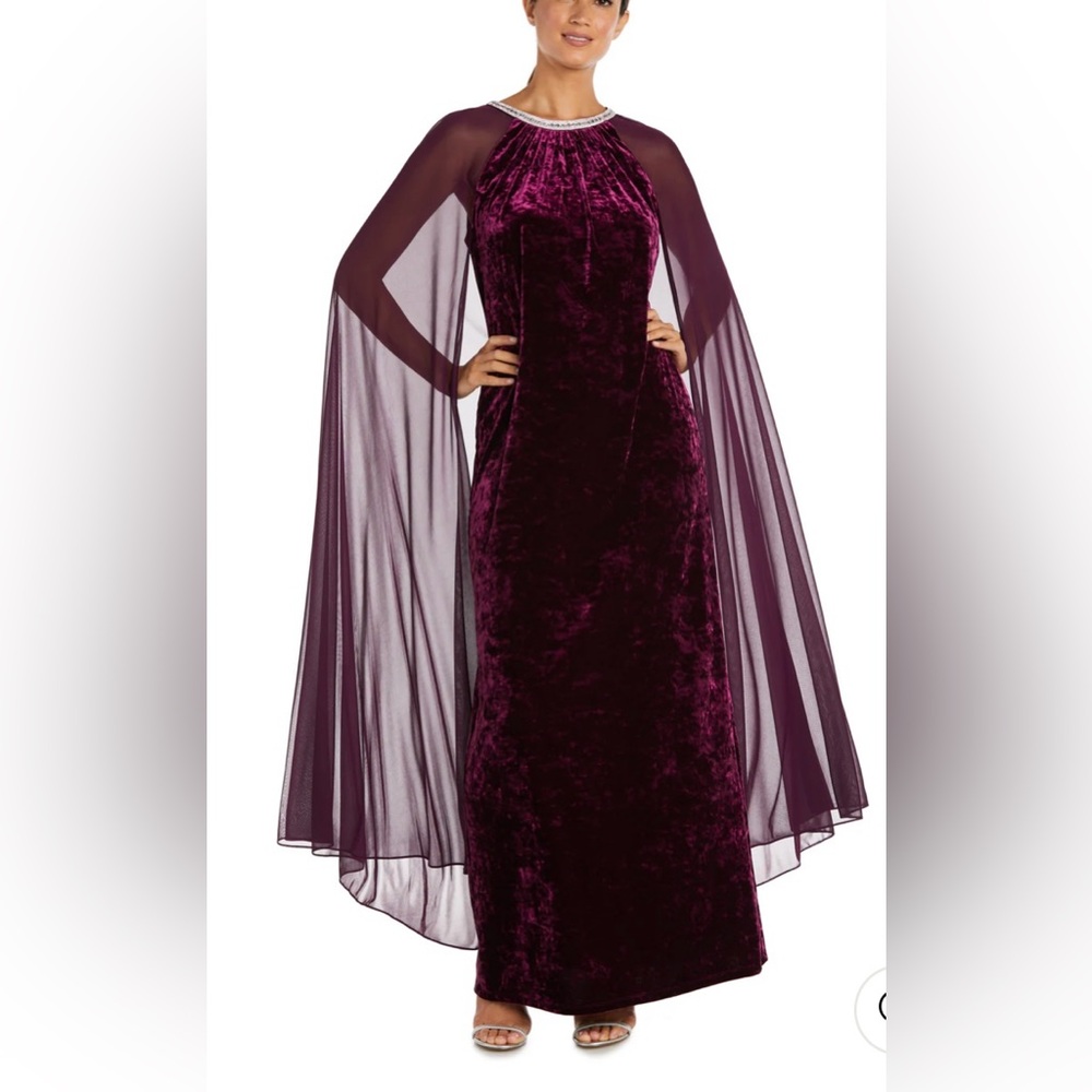 Elegant Maroon Velvet Evening Gown